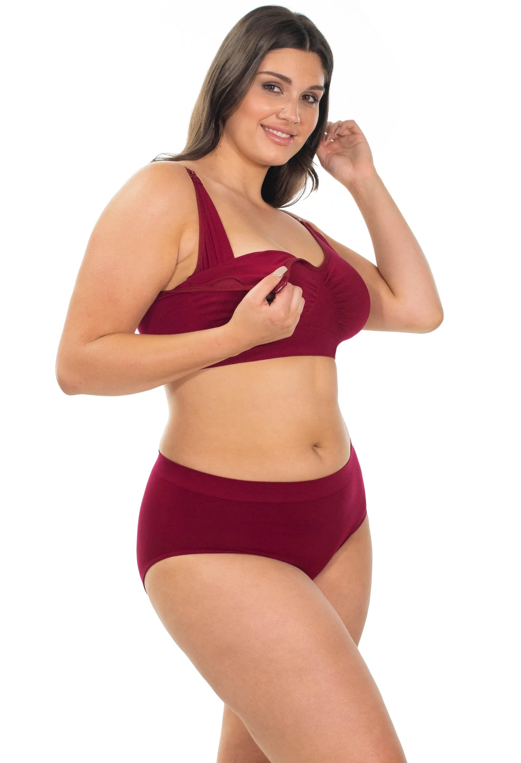 Red Bamboo Nursing Bra   High Cut Undies Set