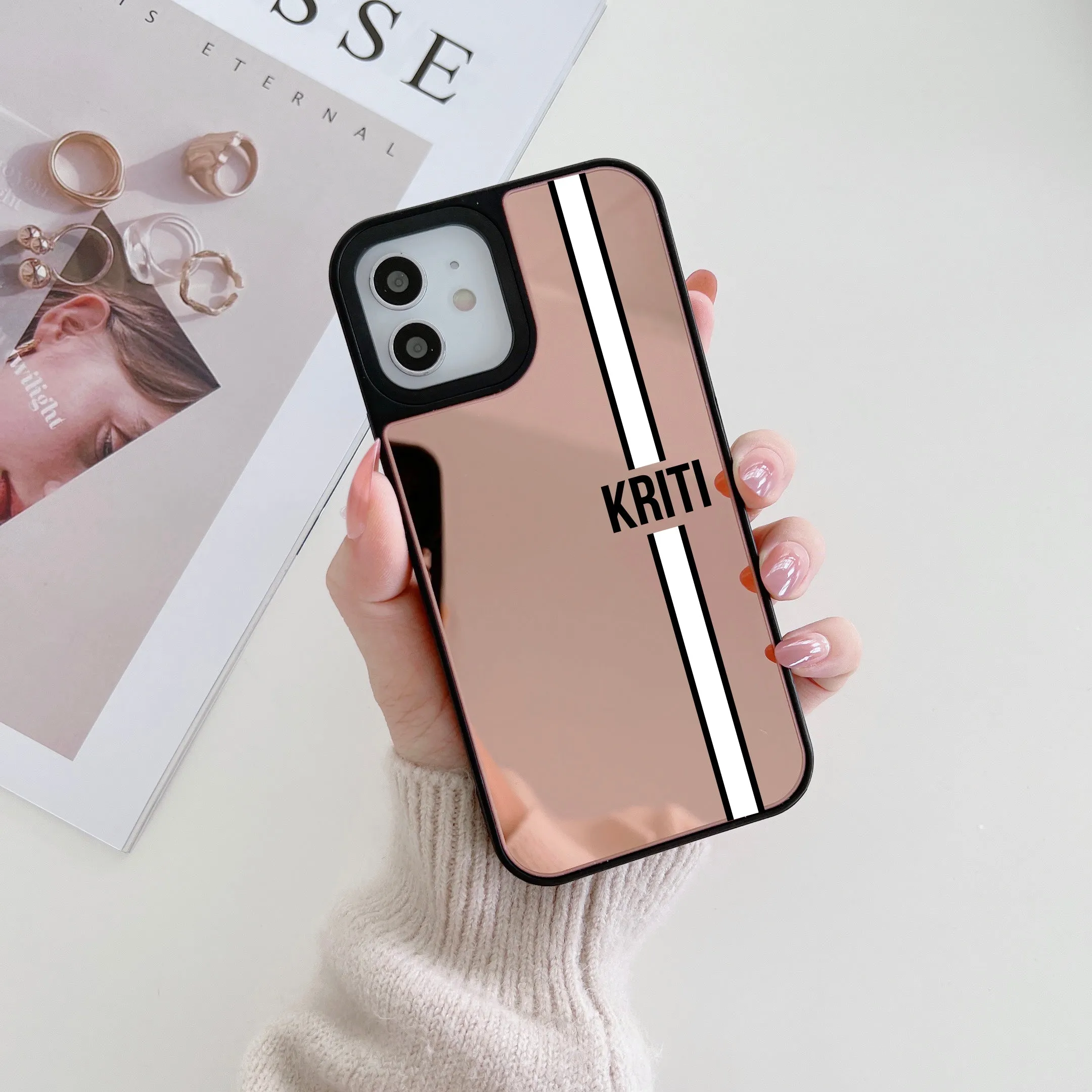 Reflective Mirror Customised Case for iPhone ( Rose Gold )