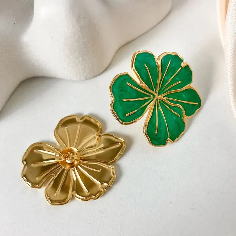 Reriti Green Vacation Flower Earrings