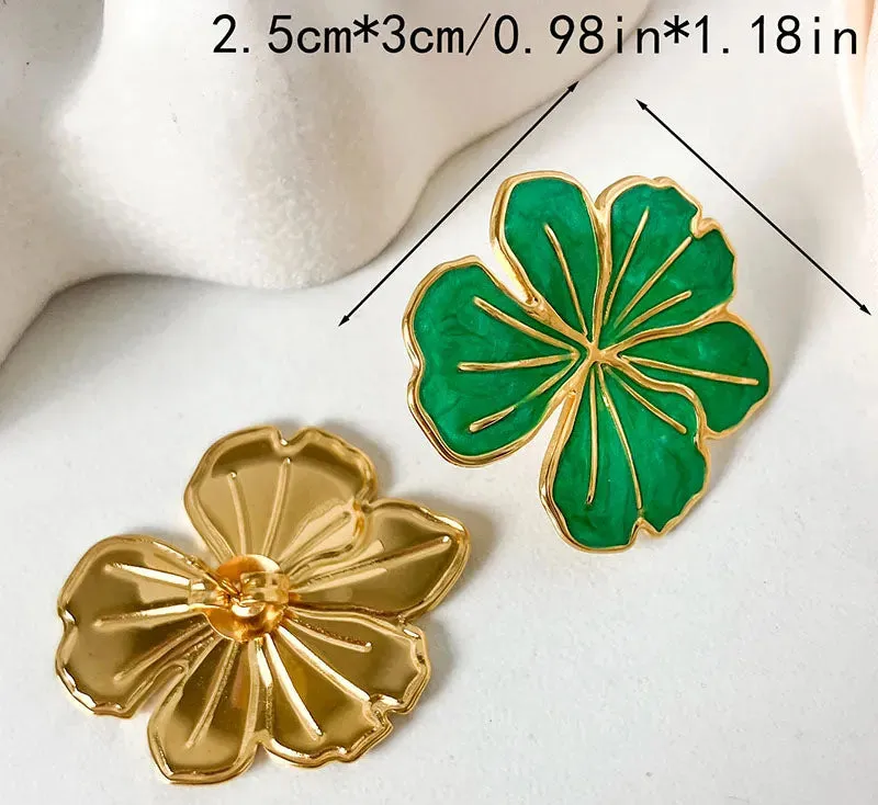 Reriti Green Vacation Flower Earrings