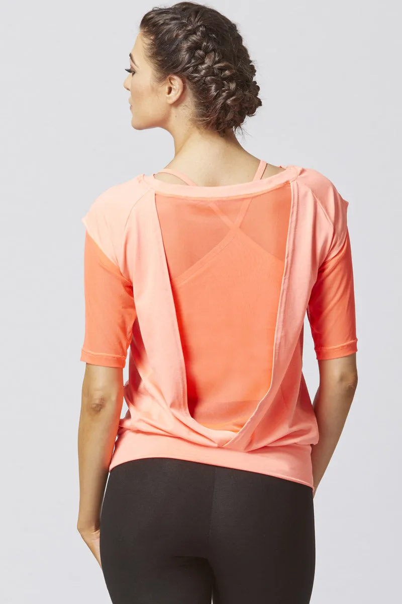 Reversible Mesh Inset Yoga Tee Orange
