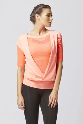 Reversible Mesh Inset Yoga Tee Orange