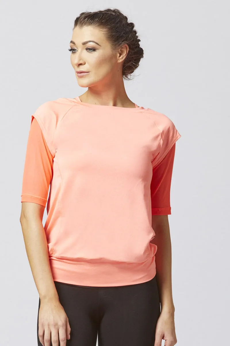 Reversible Mesh Inset Yoga Tee Orange
