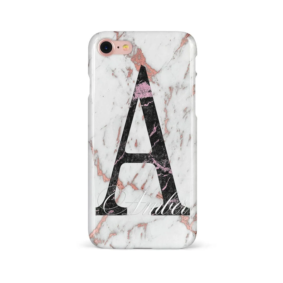 Rose Gold Marble initial with purple