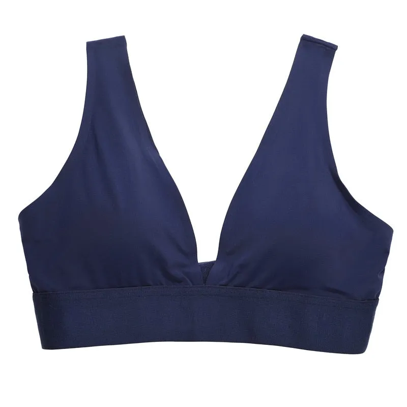 Seamless Sports Bras Plunge Bra Top Push Up Brassiere Deep V Pad Underwear Bralette Lingerie