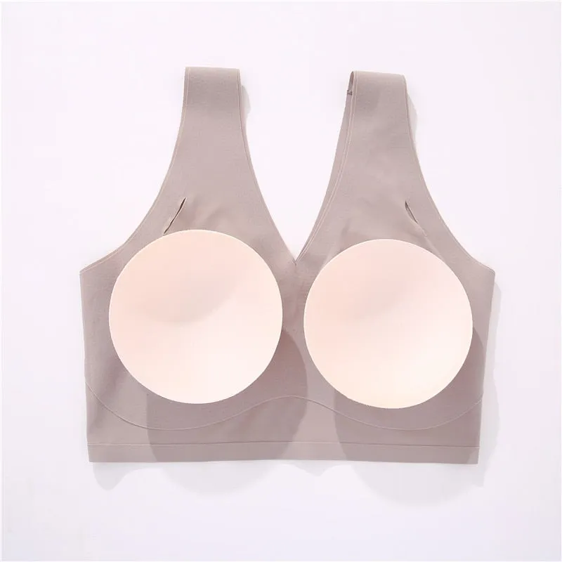 Seamless Sports Bras Plunge Bra Top Push Up Brassiere Deep V Pad Underwear Bralette Lingerie