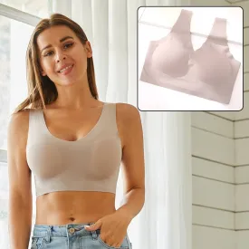 Seamless Sports Bras Plunge Bra Top Push Up Brassiere Deep V Pad Underwear Bralette Lingerie