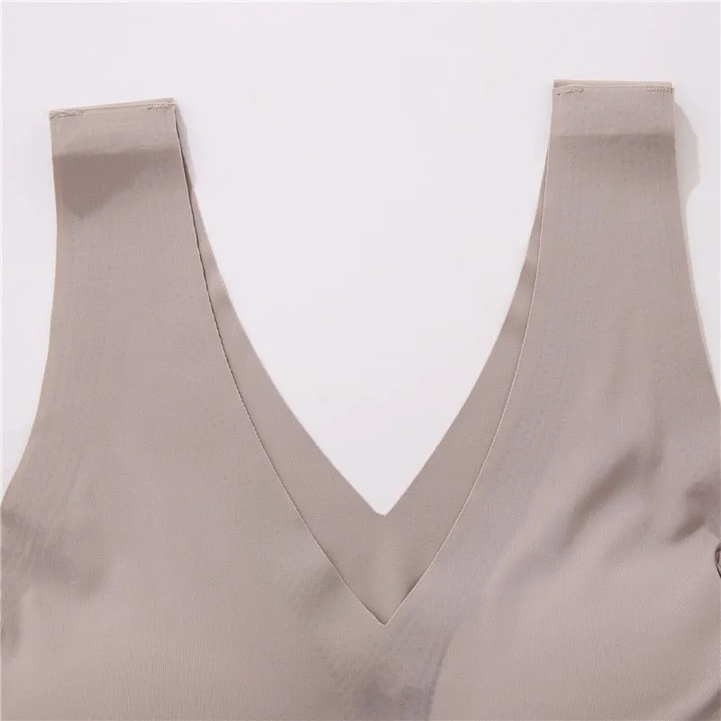 Seamless Sports Bras Plunge Bra Top Push Up Brassiere Deep V Pad Underwear Bralette Lingerie