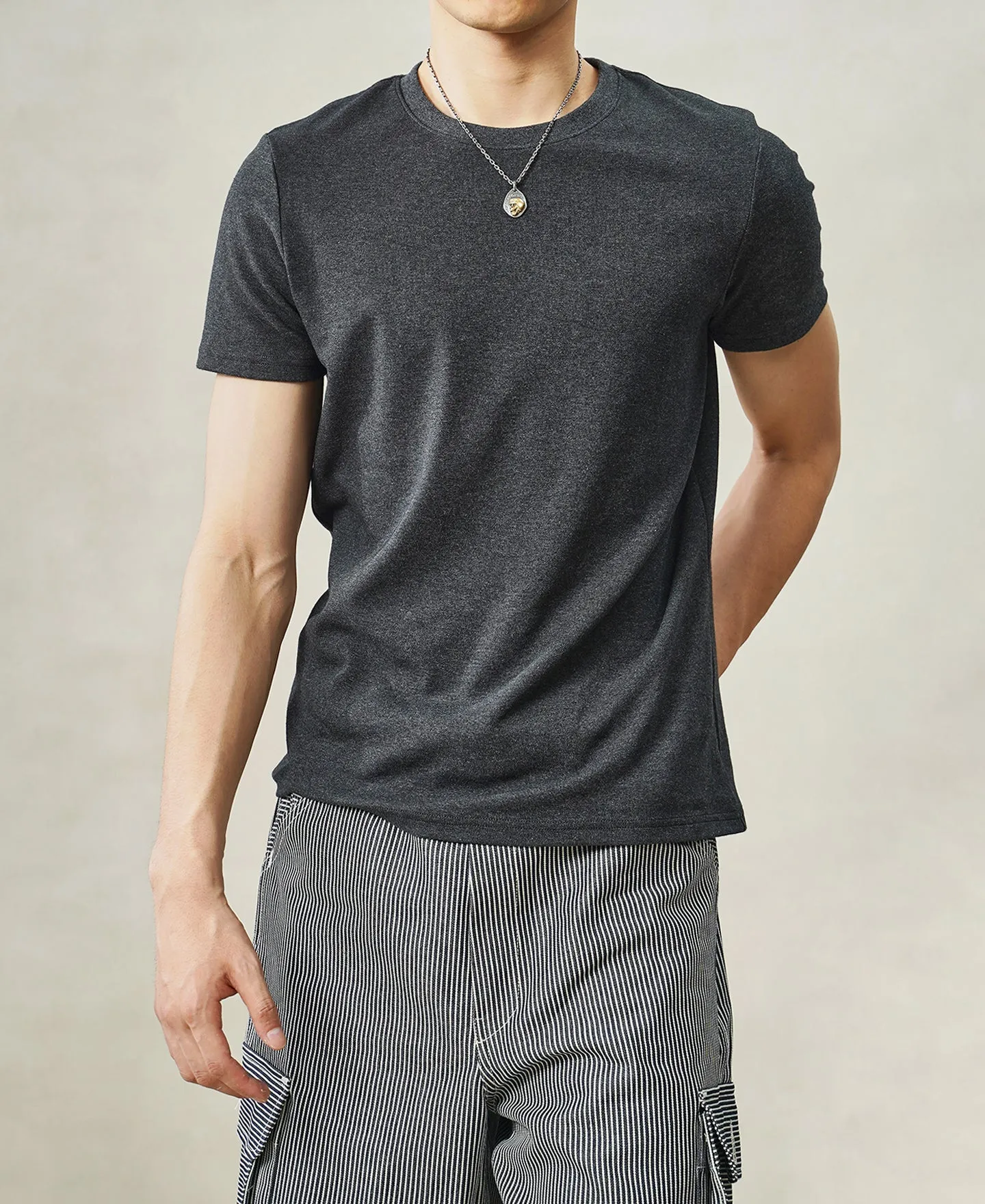 Slim Fit Crew Neck T-Shirt - Dark Gray