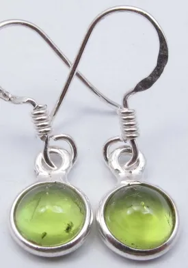 Solid Silver Peridot Round Drop Earrings
