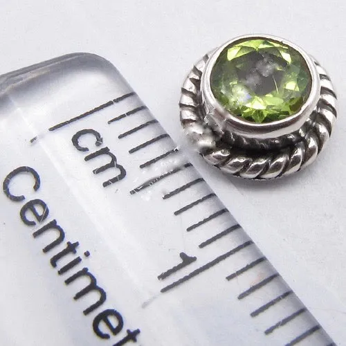 Solid Silver Peridot Round Stud Earrings