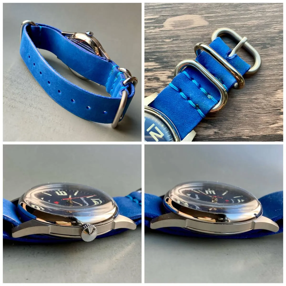 Soviet Wristwatch Manual Men's Blue 36mm Vintage Male