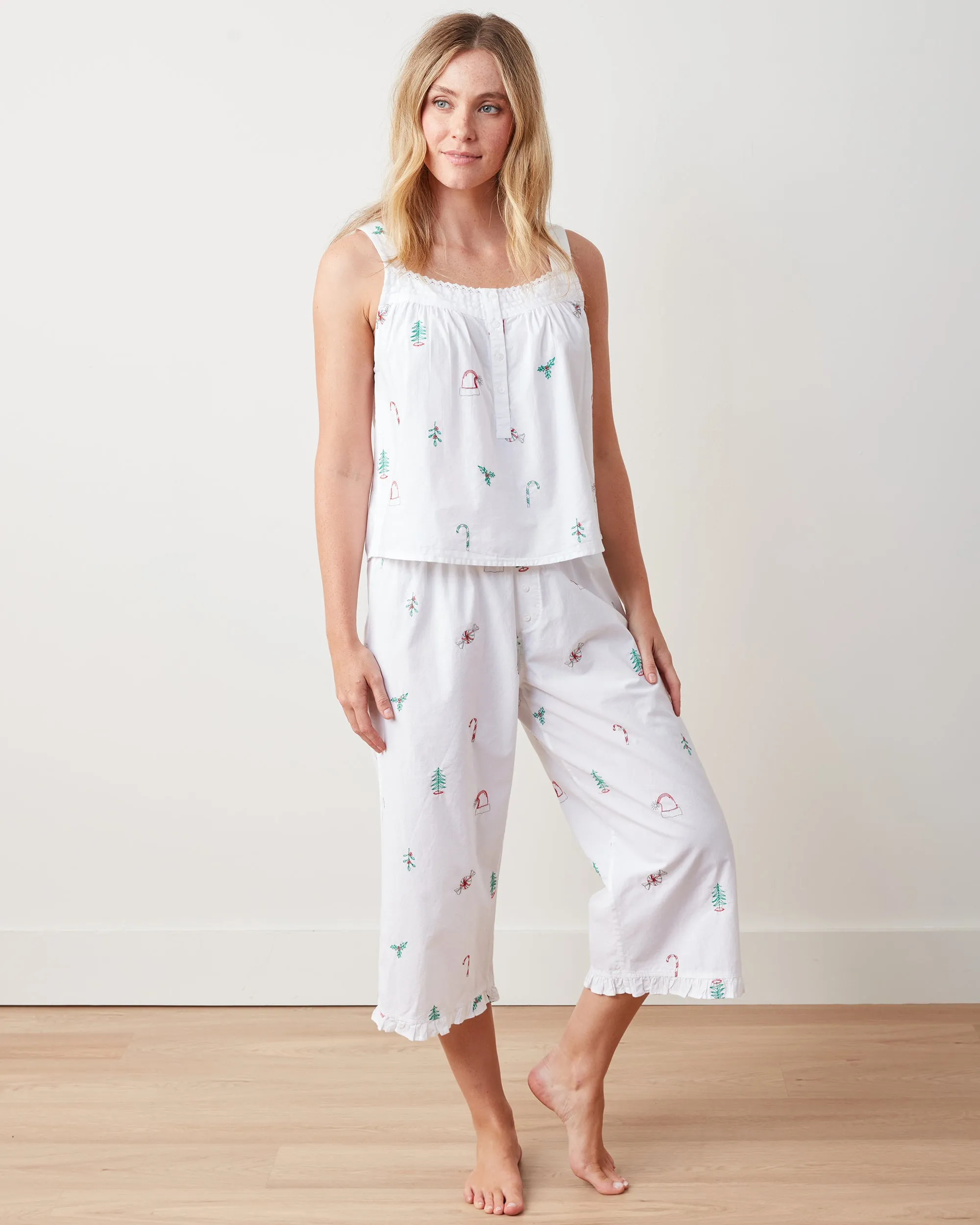 Sweet Wishes - Back to Bed Cropped Pant Set - Cloud