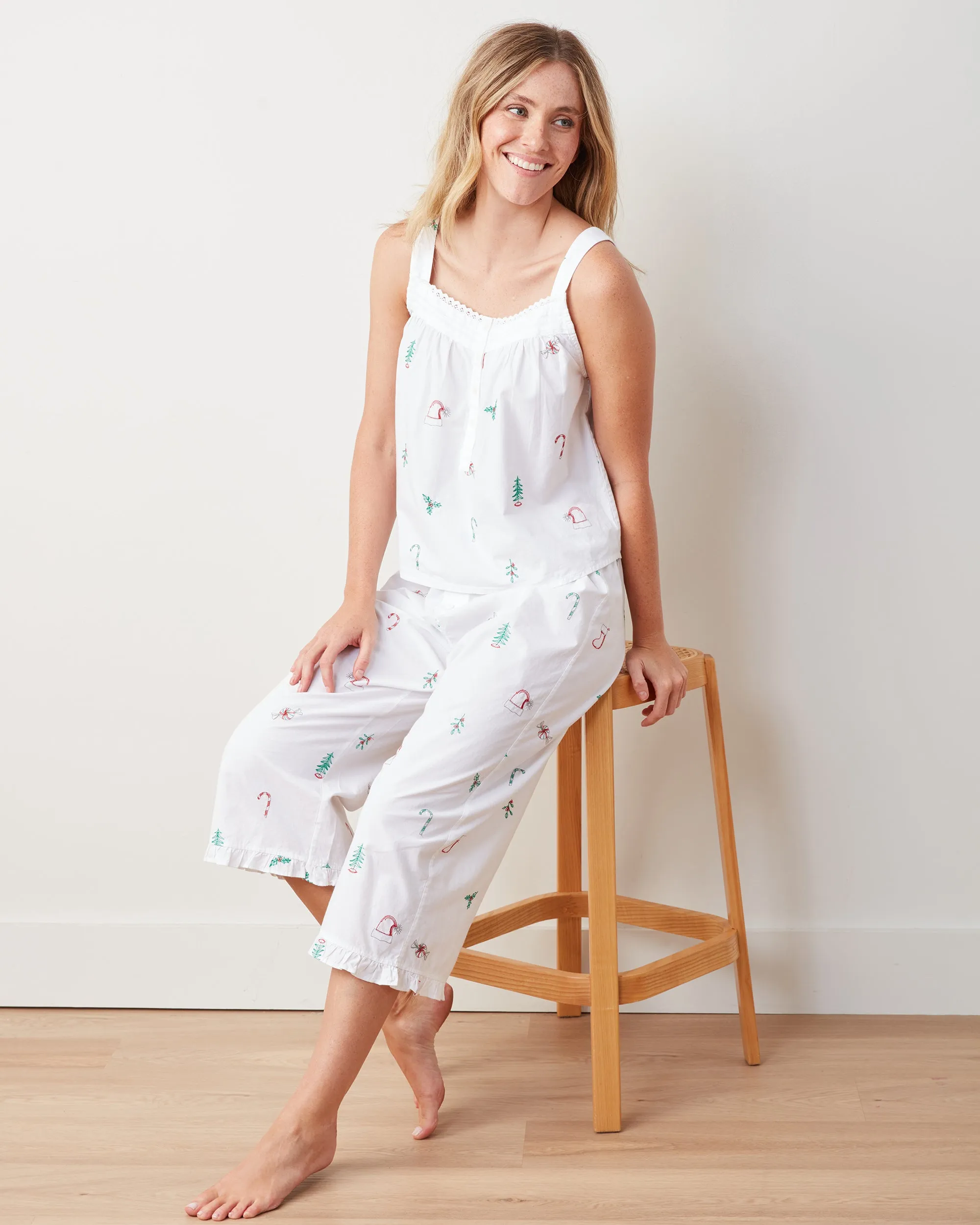 Sweet Wishes - Back to Bed Cropped Pant Set - Cloud