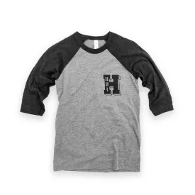 TODDLER NEW VARSITY 'H' 3/4 SLEEVE BASEBALL T-SHIRT - H.GRAY/H.BLACK