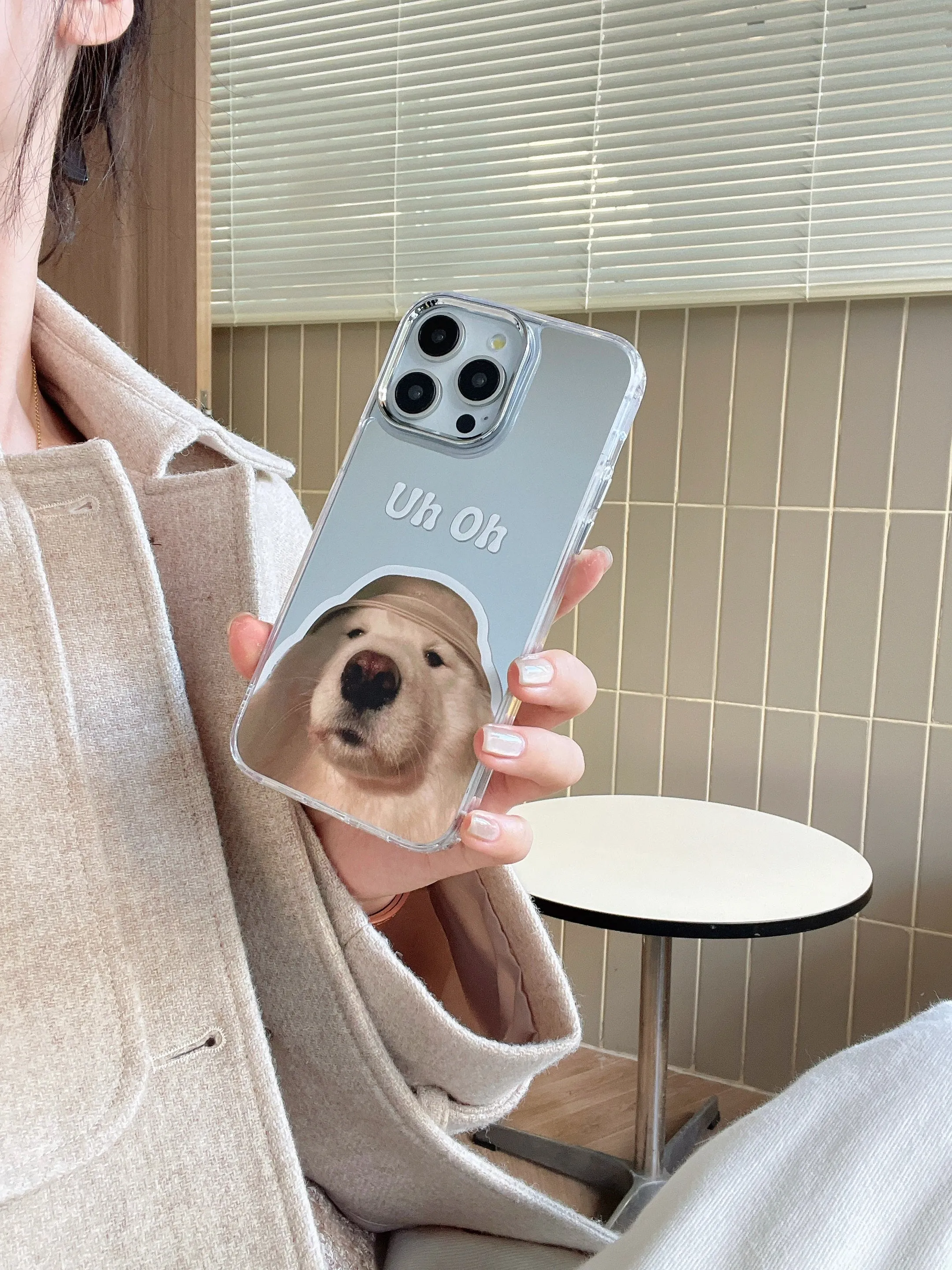 Uh oh ! Cute Dog Mirror Designer Silicon Case