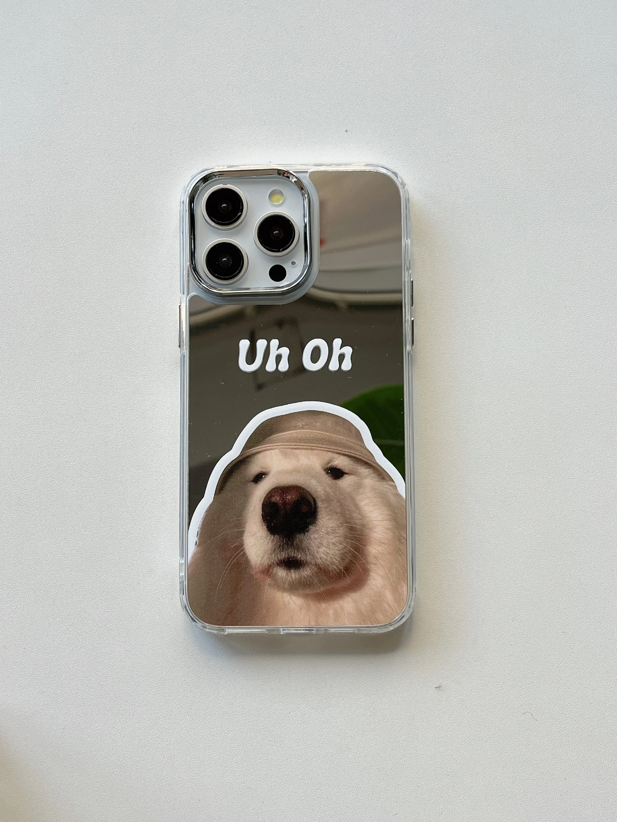 Uh oh ! Cute Dog Mirror Designer Silicon Case