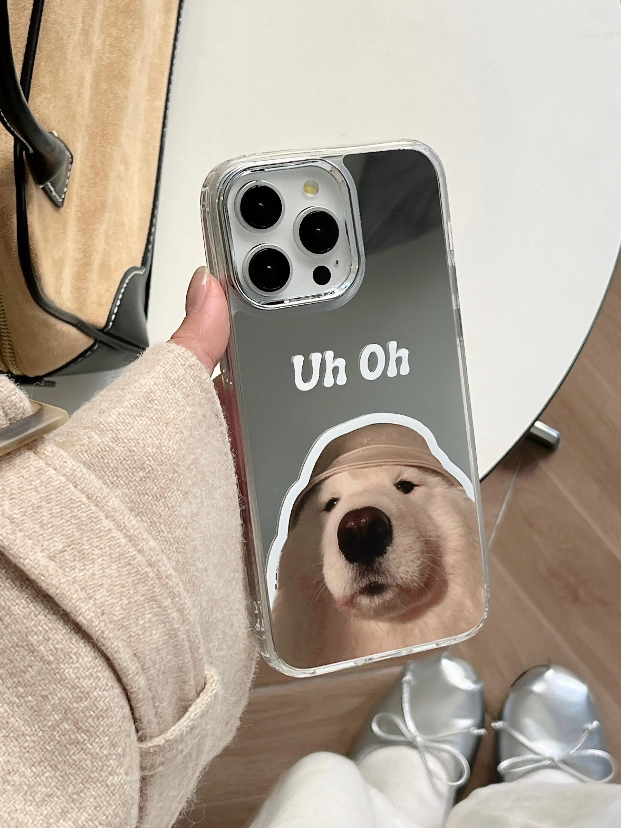 Uh oh ! Cute Dog Mirror Designer Silicon Case