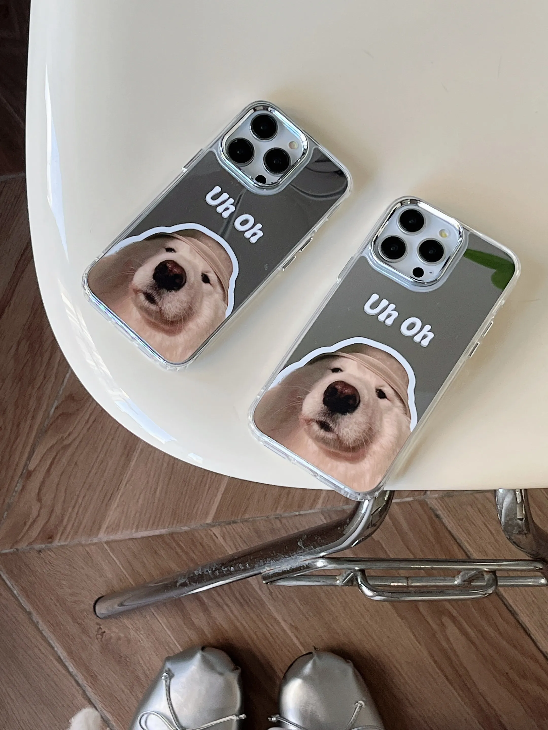 Uh oh ! Cute Dog Mirror Designer Silicon Case