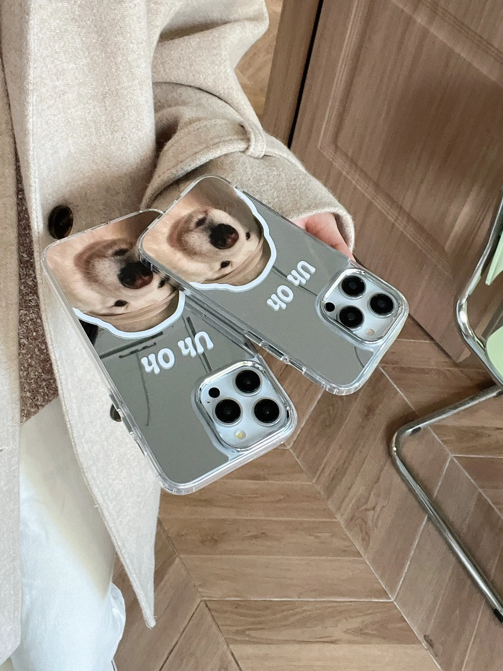 Uh oh ! Cute Dog Mirror Designer Silicon Case