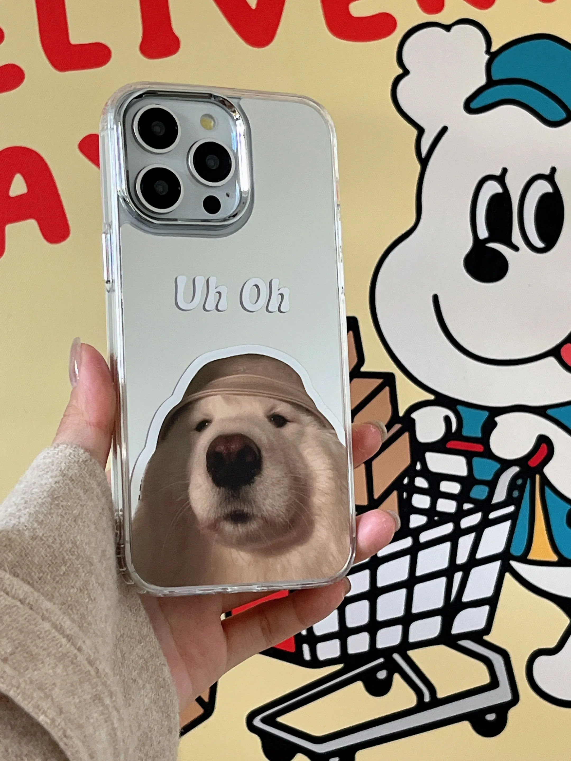Uh oh ! Cute Dog Mirror Designer Silicon Case