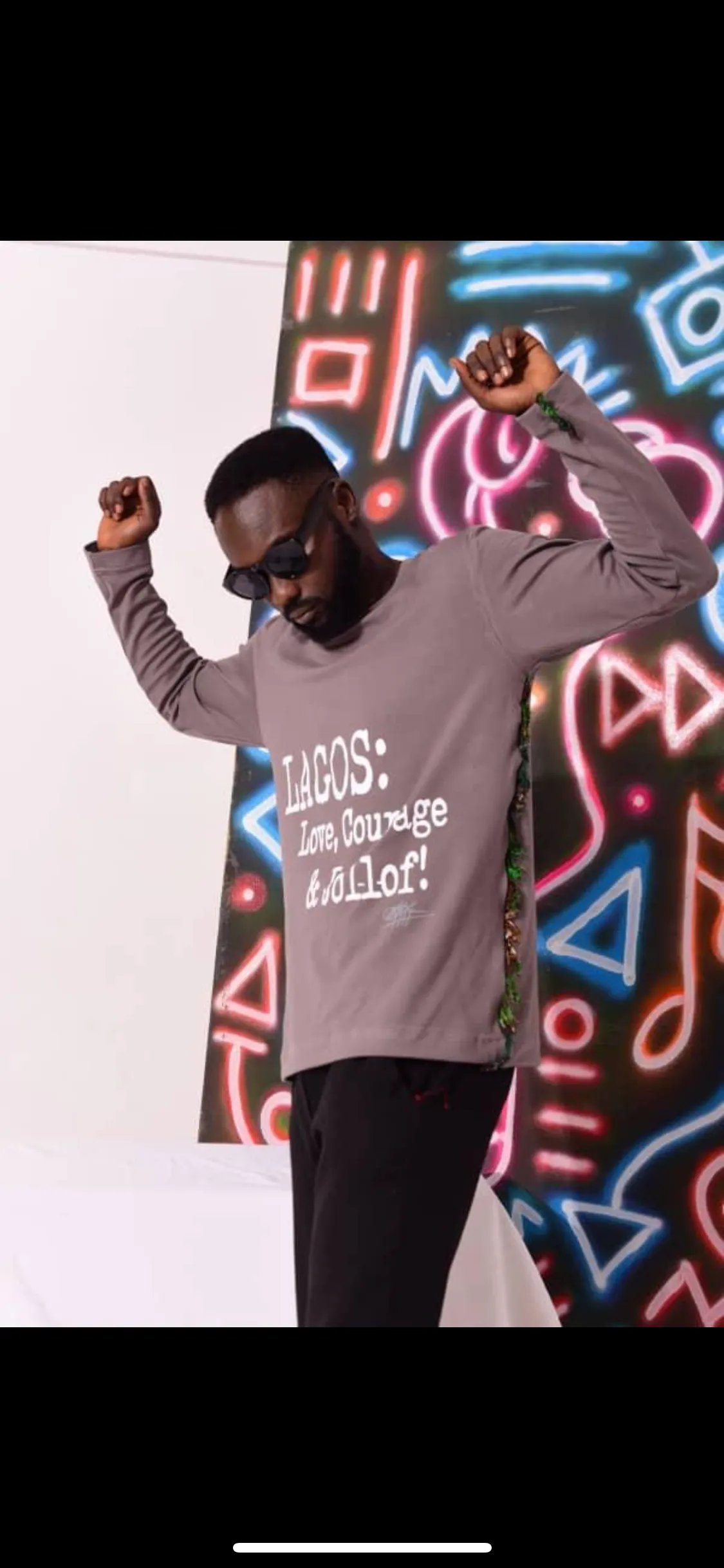 UNISEX : LAGOS; LOVE, COURAGE&JOLLOF  SHIRT, HAND FRAYED DETAIL