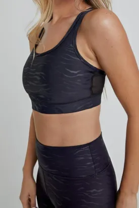 Wear It To Heart Tiger Emboss Black Strappy Bra