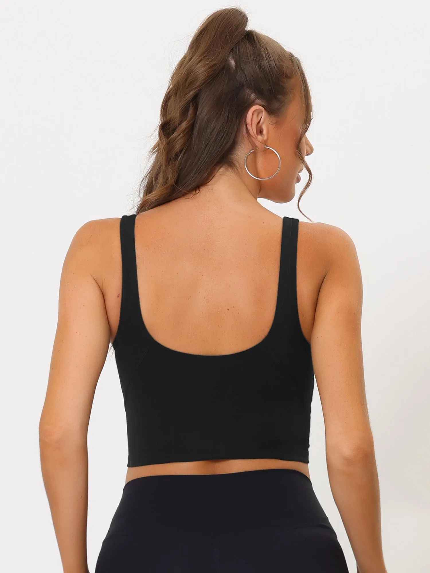 Women's Sports Bra Workout Fitness Longline Wireless Padded Yoga Tank Tops with Medium Support
