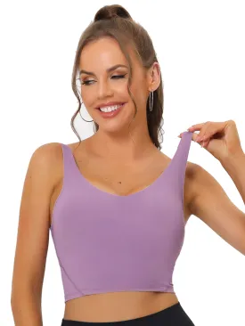 Women's Sports Bra Workout Fitness Longline Wireless Padded Yoga Tank Tops with Medium Support