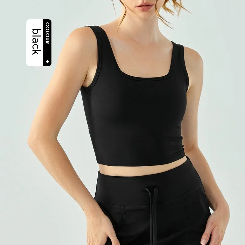 Yoga Vest Women's Water Drop Semi-fixed Cup Nude Cross Beauty Back Sports Bra