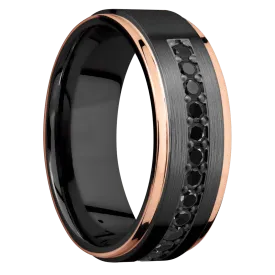 Zirconium with Satin , Polish Finish and 14K Rose Gold Inlay